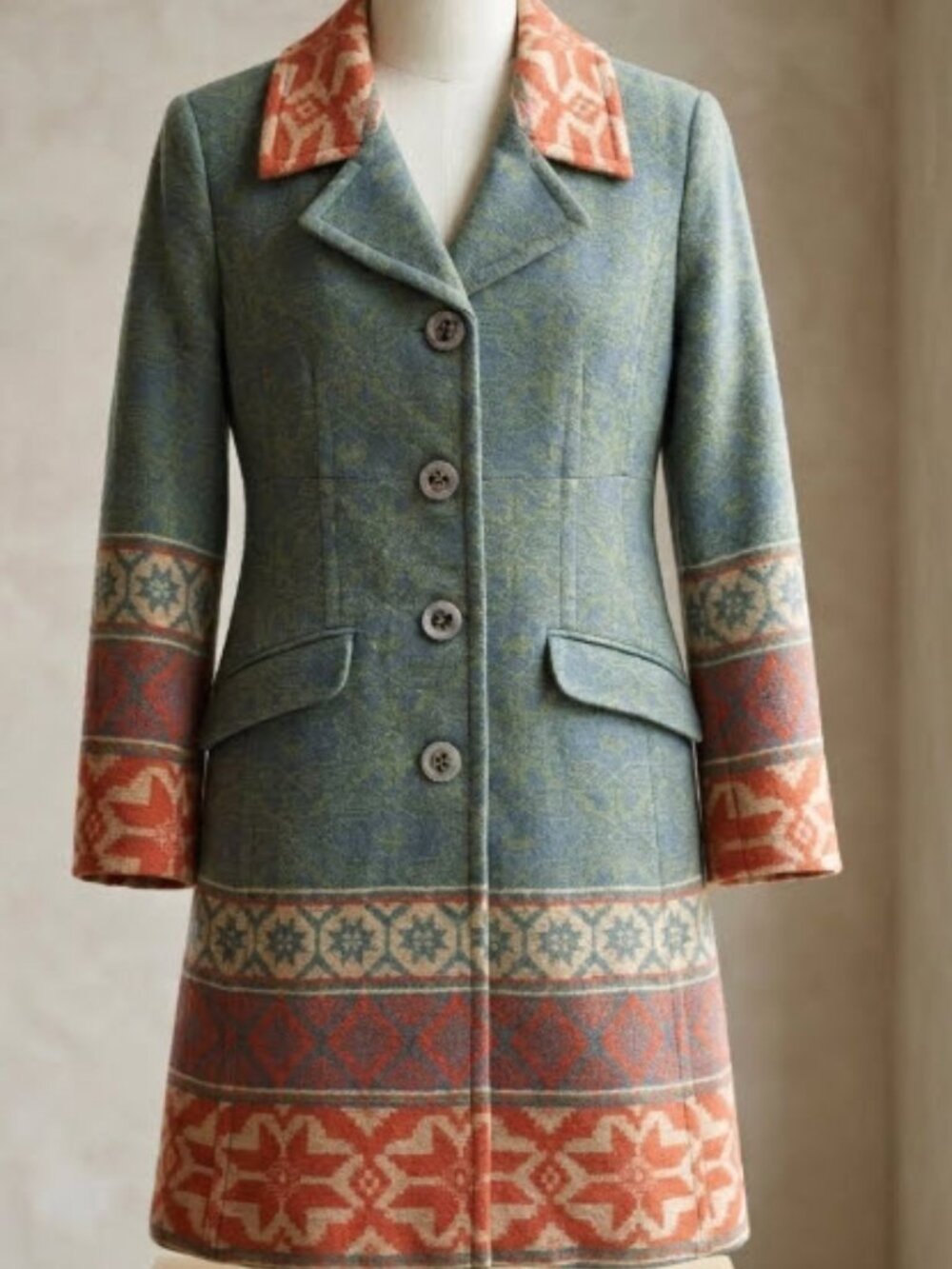 Vintage Pendleton Women's Jacquard Wool Walker Coat